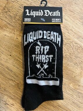 Black Crew Length Socks – RIP Thirst Graphic Liquid Death